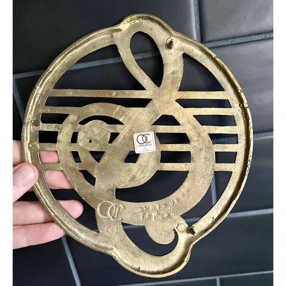OMNIBUS Brass Musical Treble Trivet Wall Hanging Unpolished 7.5